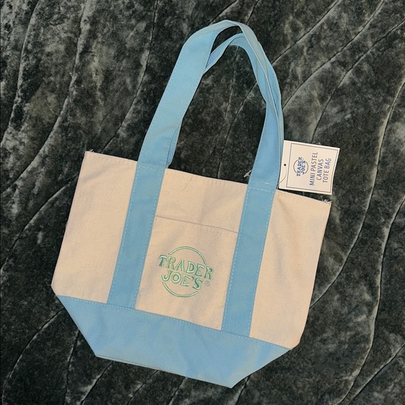 Trader Joe’s Mini Canvas Tote Blue 🦋🩵 - Picture 1 of 4